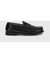 Premiata - Classic Calfskin Leather Loafers With A Saddle Strap And Leather Sole - Lyst
