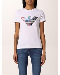 Emporio Armani - T-shirt With Eagle Logo Print - Lyst