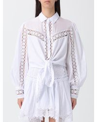 Charo Ruiz - Devi Cropped Cotton Blend Shirt With Inserts Ibiza - Lyst