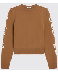 Celine - Wool And Cashmere Knit Sweater With Logo - Lyst