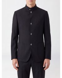 Lardini - Slim Fit High-Neck Single-Breasted Stretch Virgin Wool Blazer - Lyst