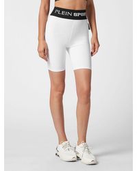 Philipp Plein - High-Waisted Skinny Fit Biker Shorts With Contrast Logo - Lyst