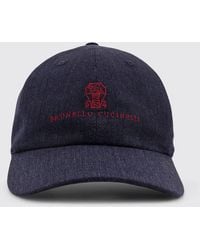 Brunello Cucinelli - Linen Hat With Embroidered Logo - Lyst