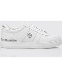 Philipp Plein - Low-Top Leather Trainers With Hexagon Logo And Round Toe - Lyst