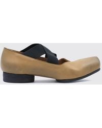 Uma Wang - Mary Jane Leather Flats With Square Toe And Elasticized Laces - Lyst