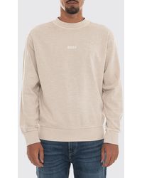 BOSS - Crewneck Cotton Jumper With Contrast Logo And Dropped Shoulders - Lyst
