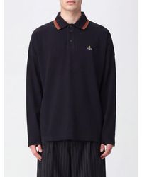 Vivienne Westwood - Long-Sleeved Cotton Polo Shirt With Embroidered Orb Logo - Lyst