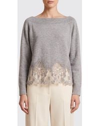Ermanno Scervino - Pure Cashmere Crewneck Sweater With Embroidered Lace Inserts - Lyst