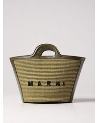 Marni - Tropicalia Bag In Leather And Raffia - Lyst