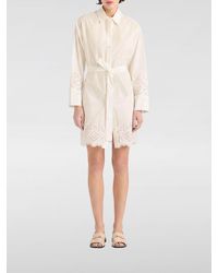 Momoní - Momon&Igrave Coyotera Cotton Poplin And Broderie Anglaise Mini Shirt Dress - Lyst