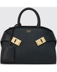 Ferragamo - Hug Calfskin Leather Mini Top Handle Bag With Double Handle And Straps - Lyst