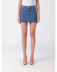 Philipp Plein - Cotton Pencil Mini Skirt With Rhinestones And Hexagon Logo - Lyst