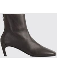 TOTEME - Pointed-Toe Nappa Leather Ankle Boots With Mid Heel And Rear Zip - Lyst
