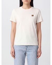 Maison Kitsuné - Maison Kitsun&Eacute Chillax Fox Logo Print Cotton T-Shirt With Crew Neck - Lyst