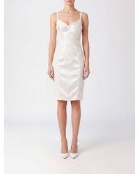 Dolce & Gabbana - Dolce &Amp Gabbana Satin Midi Slip Dress With Lace Inserts - Lyst