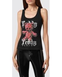 Philipp Plein - Slim Fit Teddy Bear Print Jersey Tank Top With Square Neck - Lyst
