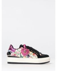 Kurt Geiger - Floral Print Canvas And Suede Sneakers - Lyst