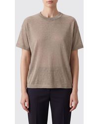 Brunello Cucinelli - Crewneck Linen Blend T-Shirt With Dropped Shoulders - Lyst