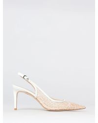 Stuart Weitzman - Lace Slingback Pumps With Mid Stiletto Heel - Lyst