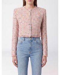 Balmain - Cropped Bicolor Cotton Tweed Blazer With Fringed Trim - Lyst