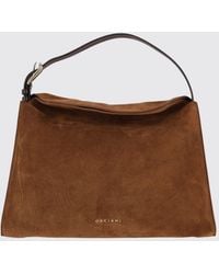 Orciani - Trinity Suede Calfskin Shoulder Bag With Adjustable Handle - Lyst