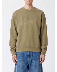 KENZO - Cotton Crewneck Sweatshirt With Contrast Logo And Dropped Shoulders - Lyst