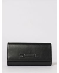 Elisabetta Franchi - Leather Clutch With Embossed Logo - Lyst