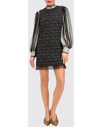 Twinset - Tweed Sheath Mini Dress With Puff Sleeves And Mandarin Collar - Lyst