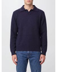 Aspesi - Long-Sleeved Wool Knit Polo Shirt With A Classic Collar - Lyst