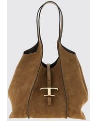Tod's - Large T Timeless Suede Shoulder Bag With Pouch - Lyst
