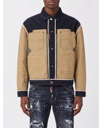 DSquared² - Cotton Denim Jacket With Abstract Print And Back Logo - Lyst