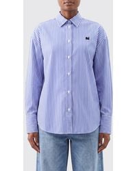 MSGM - Relaxed Fit Striped Cotton Poplin Shirt With Embroidered Logo - Lyst