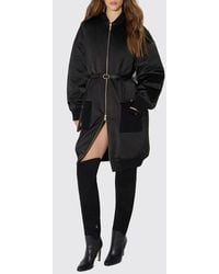 Elisabetta Franchi - Long Padded Bomber Jacket With High Neck And Waist Belt - Lyst