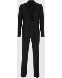 Emporio Armani - Double-Breasted Wool And Silk Blend Suit For Ceremonies With Classic Lapels - Lyst