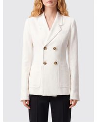 Ami Paris - Double-Breasted Linen Blend Blazer - Lyst