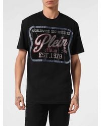 Philipp Plein - Short-Sleeved Cotton T-Shirt With Contrasting Logo Print - Lyst
