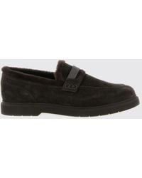 Brunello Cucinelli - Shearling-Lined Suede Penny Loafers With Monili - Lyst