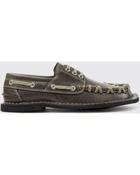 CAMPERLAB - Eki Leather Boat Shoes With Embroidery And Asymmetrical Toe - Lyst