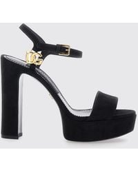 Dolce & Gabbana - Dolce &Amp Gabbana Suede High-Heel Platform Sandals With Dg Monogram - Lyst