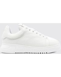 Emporio Armani - Low Top Grained Bovine Leather Sneakers With A Round Toe - Lyst