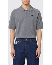 Ami Paris - Knitted Wool Polo Shirt - Lyst