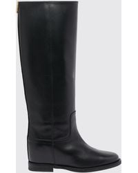 Via Roma 15 - Leather Knee-High Boots With Wedge And Rear Zip - Lyst
