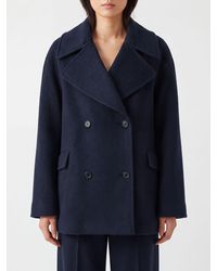 Loulou de Saison - Short Double-Breasted Wool And Cashmere Coat With Dropped Shoulders - Lyst