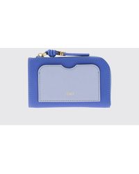 Fendi - Bicolor Calfskin Zip Card Holder With Ring - Lyst