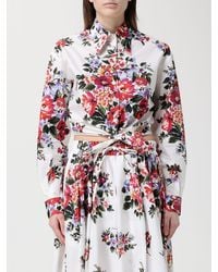 Dolce & Gabbana - Dolce &Amp Gabbana Cropped Poplin Shirt With Floral Print - Lyst