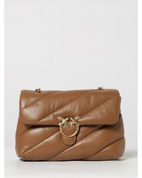 PINKO - Classic Love Bag Puff Matelassé-Nappa-Schultertasche Mit Logo-Schnalle - Lyst