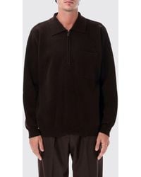 Roberto Collina - Long-Sleeved Merino Wool Knit Polo Shirt With Zip - Lyst