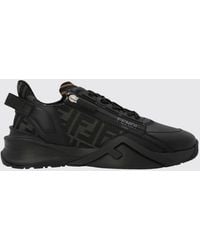 Fendi - Flow Canvas Sneakers With Ff Jacquard Monogram And Leather - Lyst