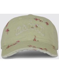 Ganni - Floral Print Organic Cotton Baseball Cap With Logo - Lyst