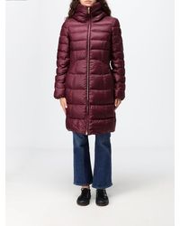 Peuterey - Knee-Length Quilted Nylon Down Jacket With Hood And Slit Pockets - Lyst